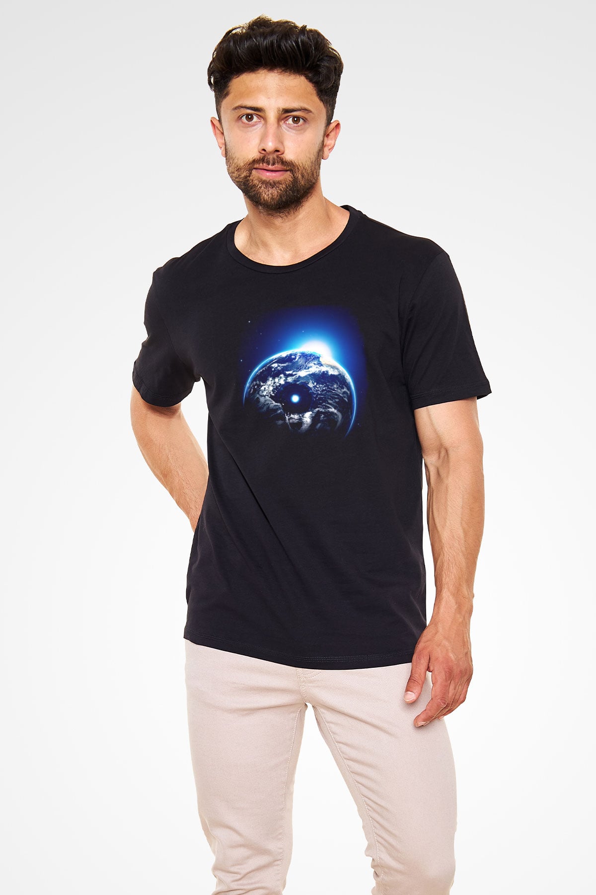 Yer yüzü Siyah Unisex Tişört T-Shirt - TişörtFabrikası