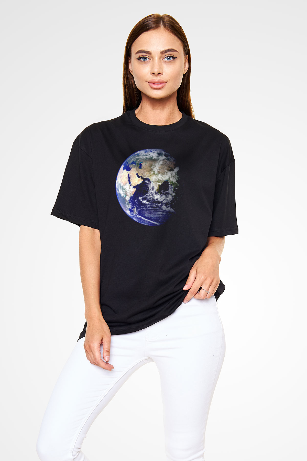 Yer yüzü Siyah Unisex Tişört T-Shirt - TişörtFabrikası