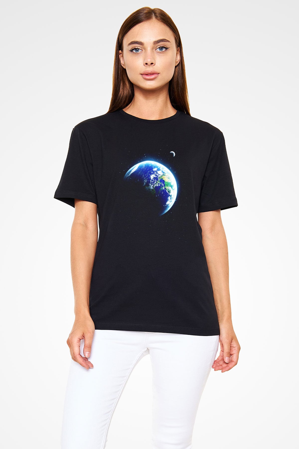 Yer yüzü Siyah Unisex Tişört T-Shirt - TişörtFabrikası