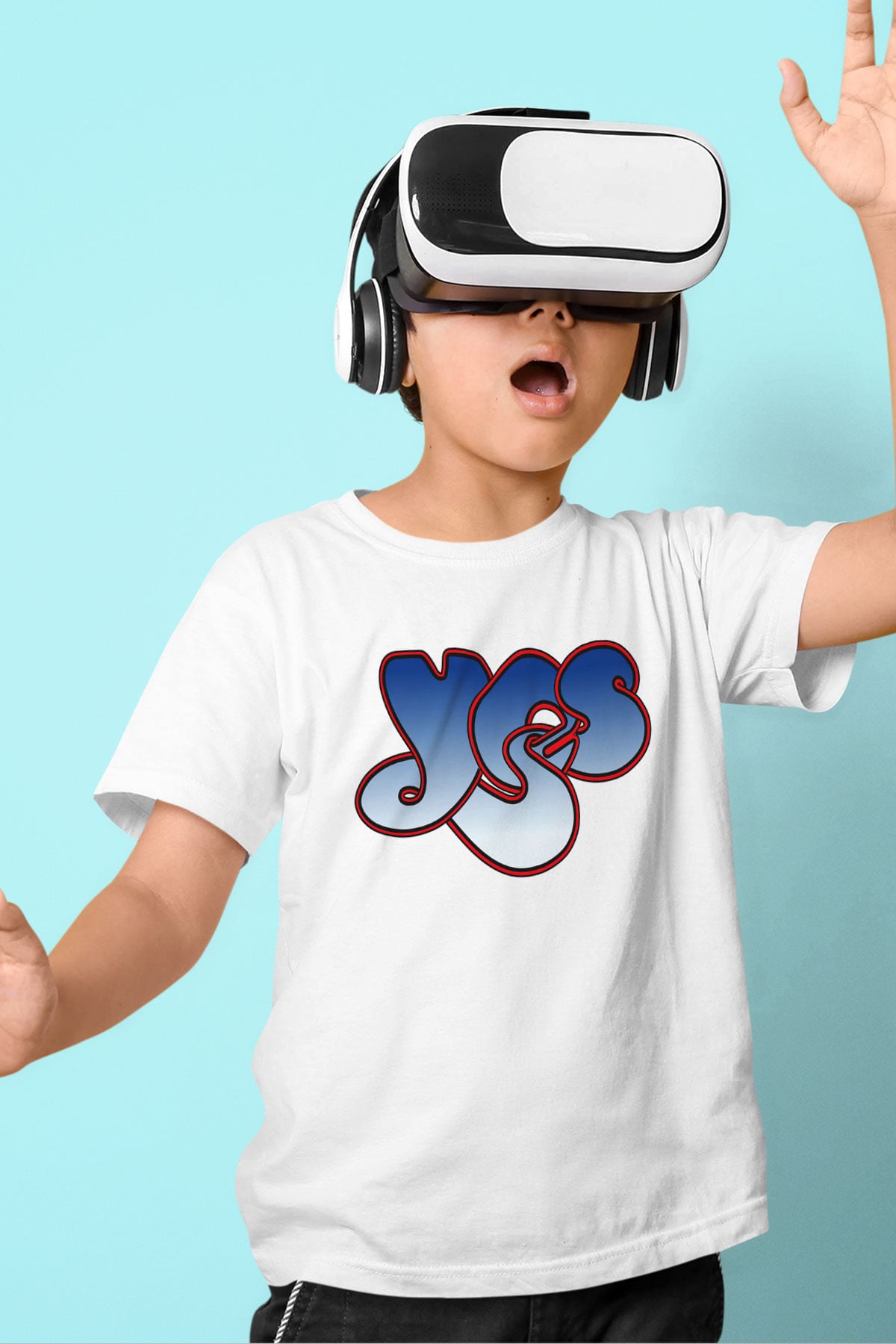 Yes Baskılı Beyaz Unisex Çocuk Tişört