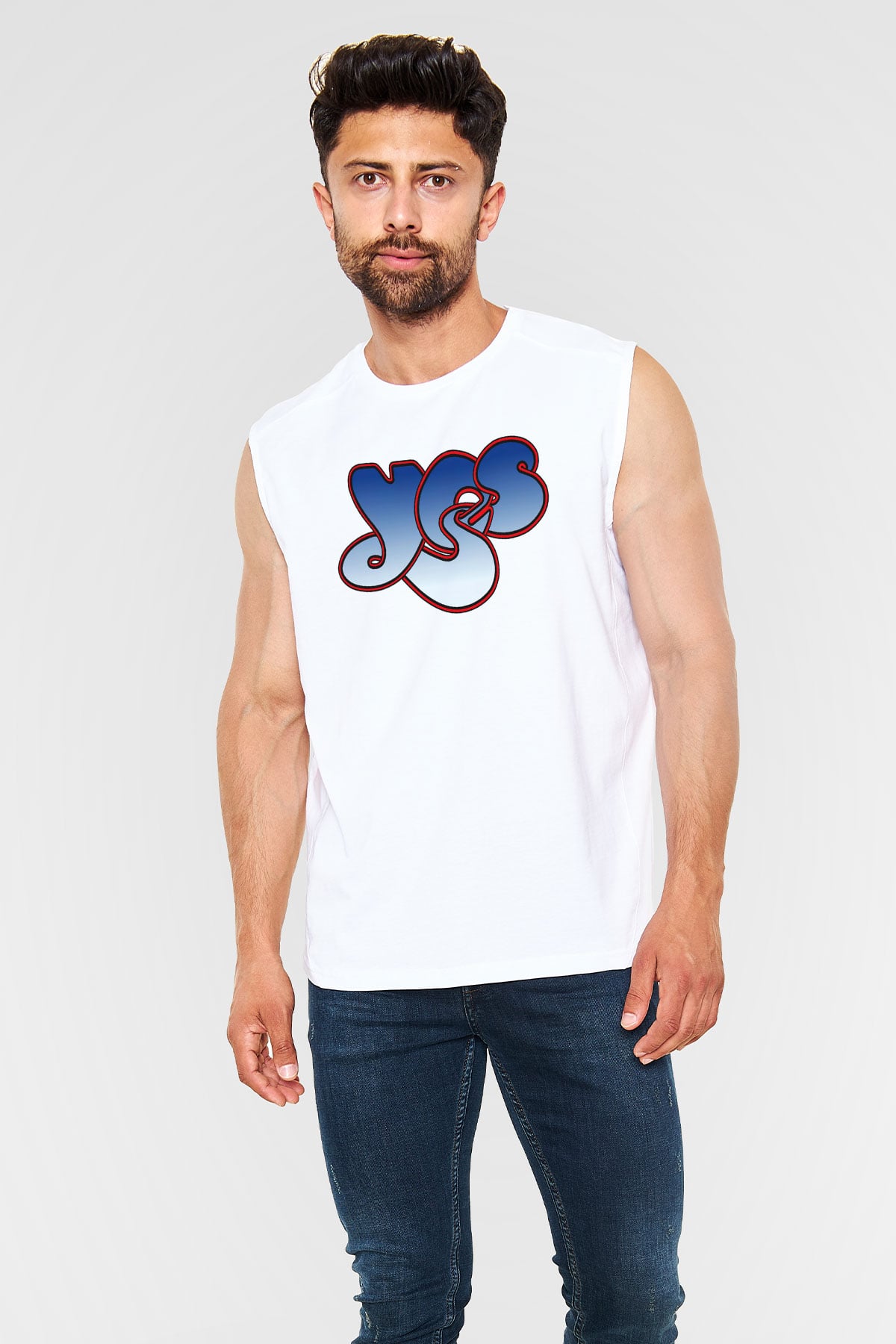 Yes Beyaz Unisex Kolsuz Tişört