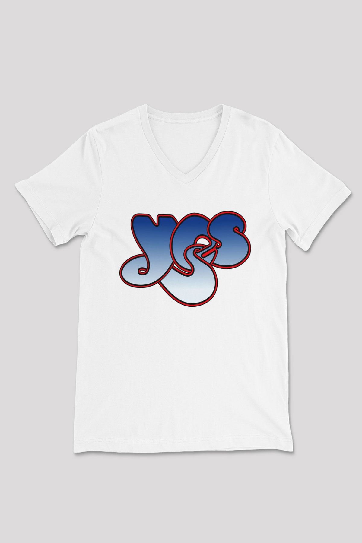 Yes Beyaz Unisex V Yaka Tişört T-Shirt