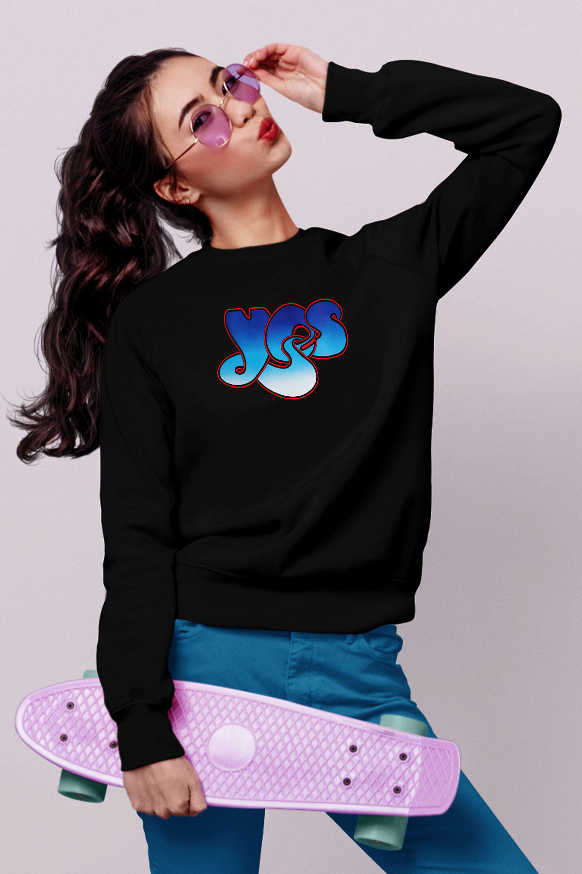 Yes Siyah Unisex Sweatshirt