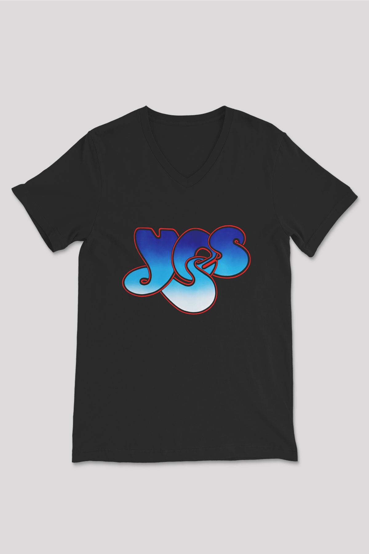 Yes Siyah Unisex V Yaka Tişört T-Shirt