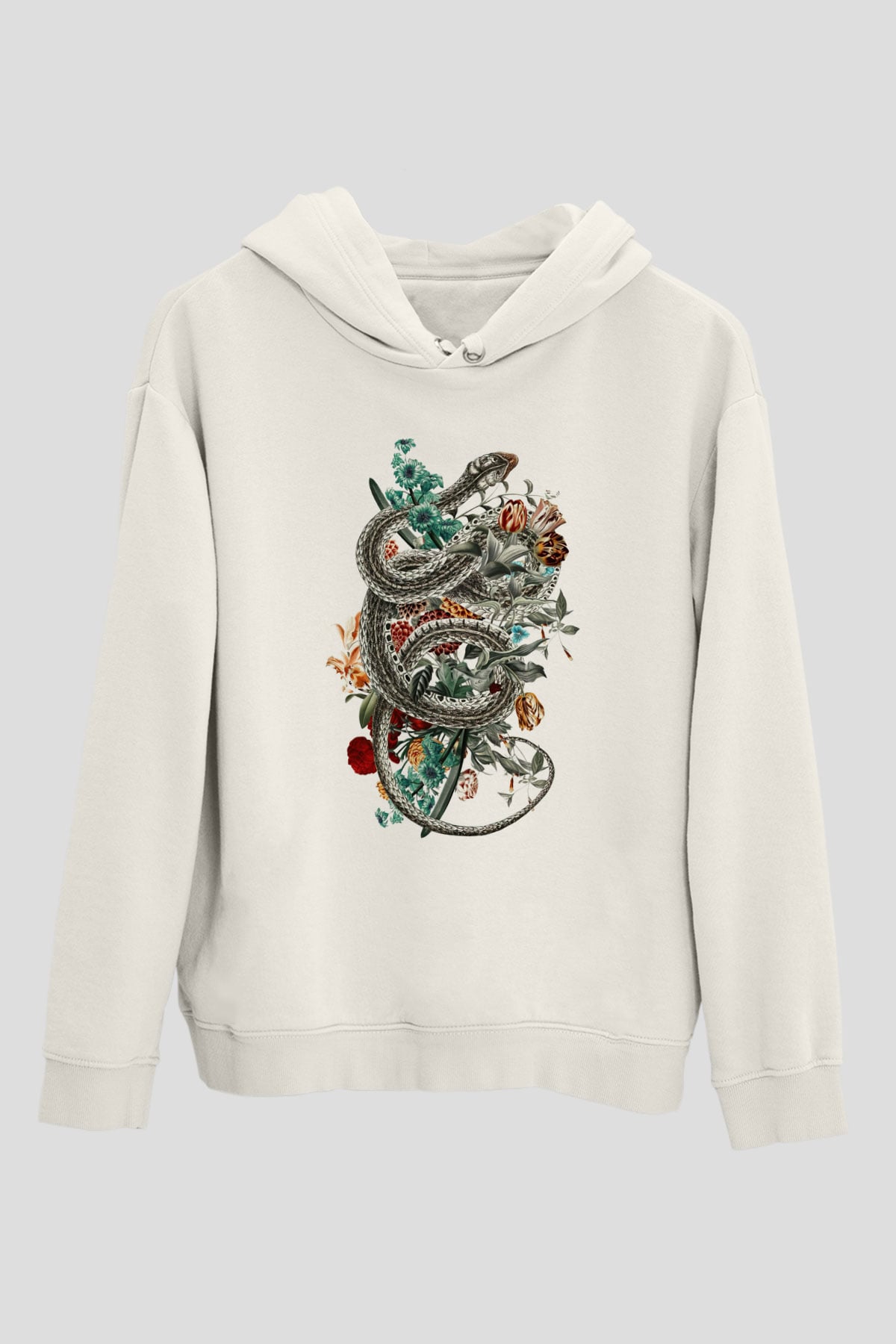 Yılan Beyaz Unisex Hoodie