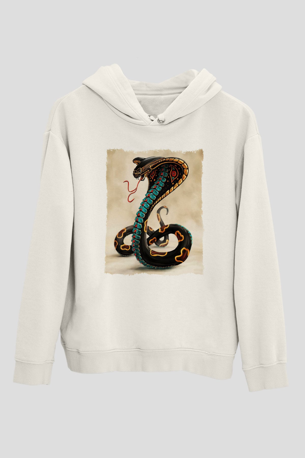 Yılan Beyaz Unisex Hoodie