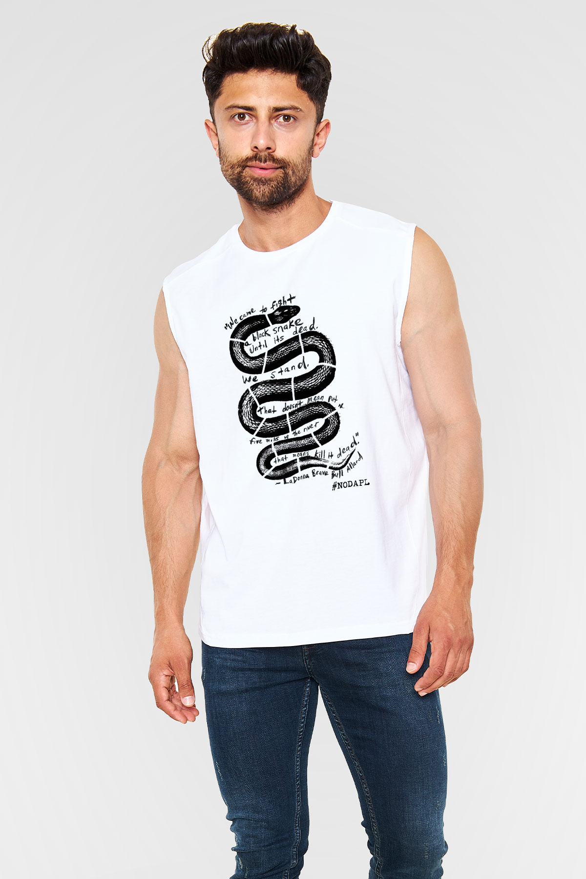 Yılan Beyaz Unisex Kolsuz Tişört