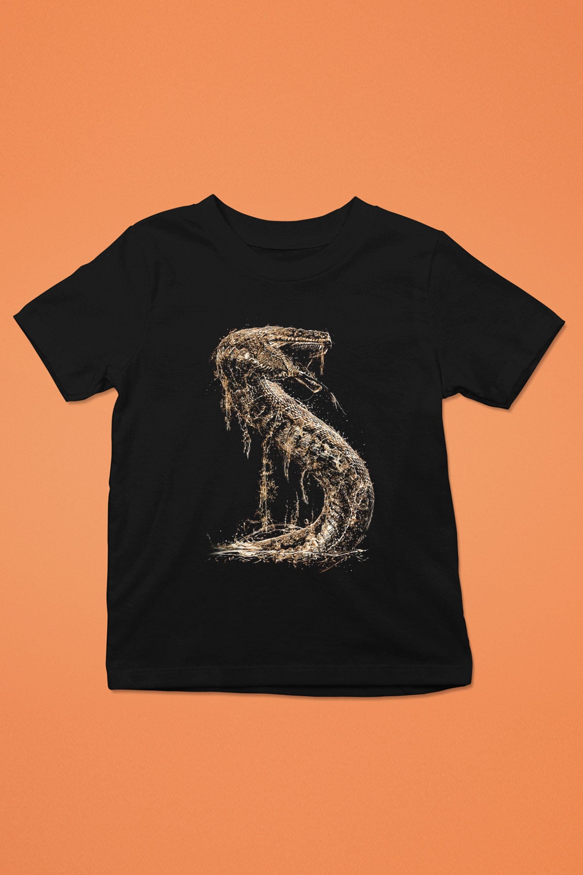 Yılan Siyah Unisex Çocuk Tişört