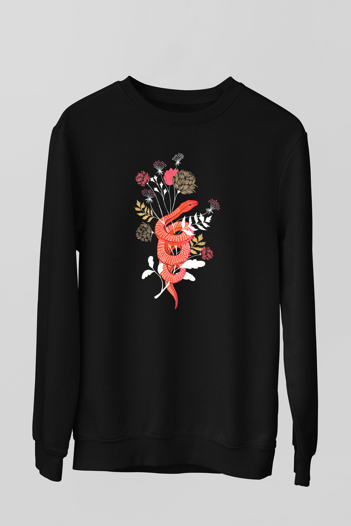 Yılan Siyah Unisex Sweatshirt
