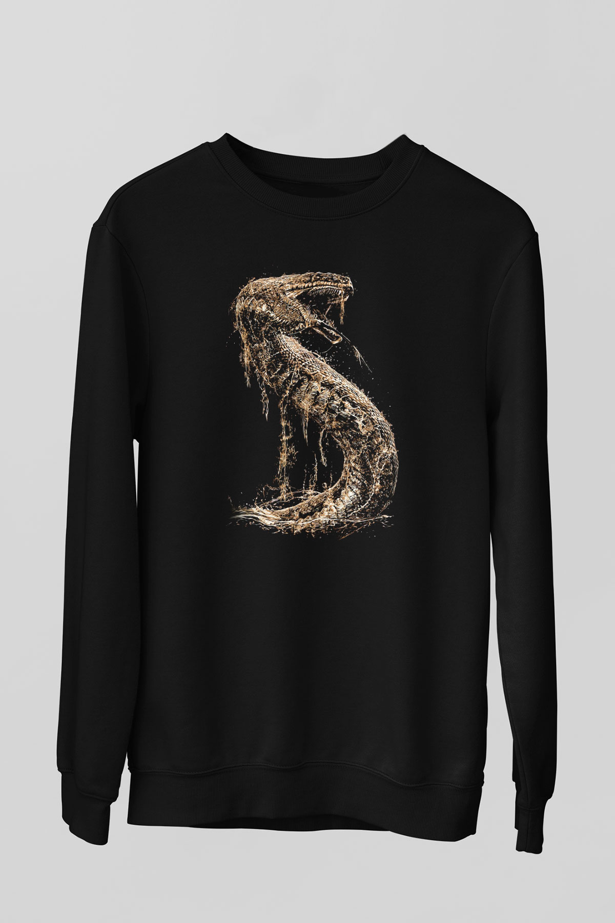Yılan Siyah Unisex Sweatshirt
