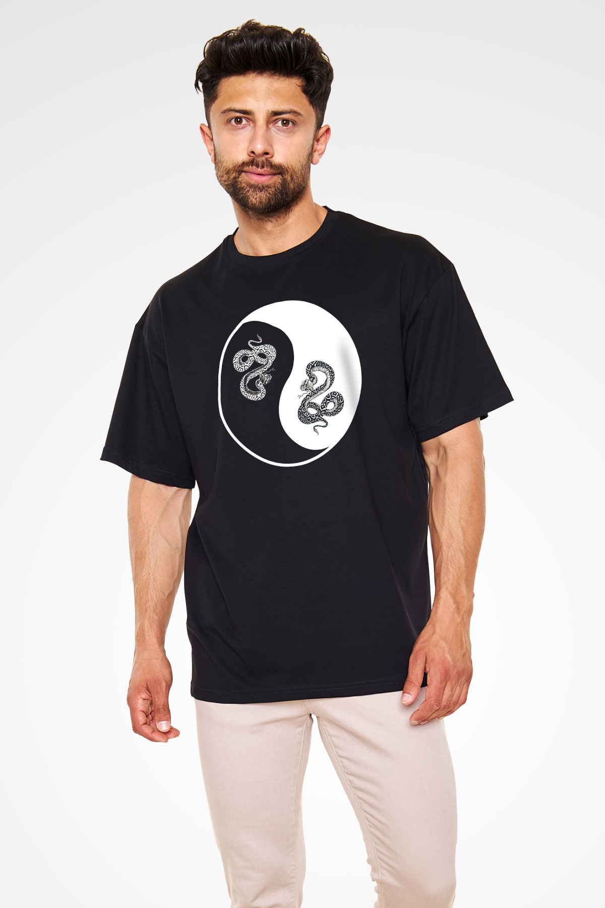 Yılan Siyah Oversize Tişört Oversize T-shirt - TişörtFabrikası