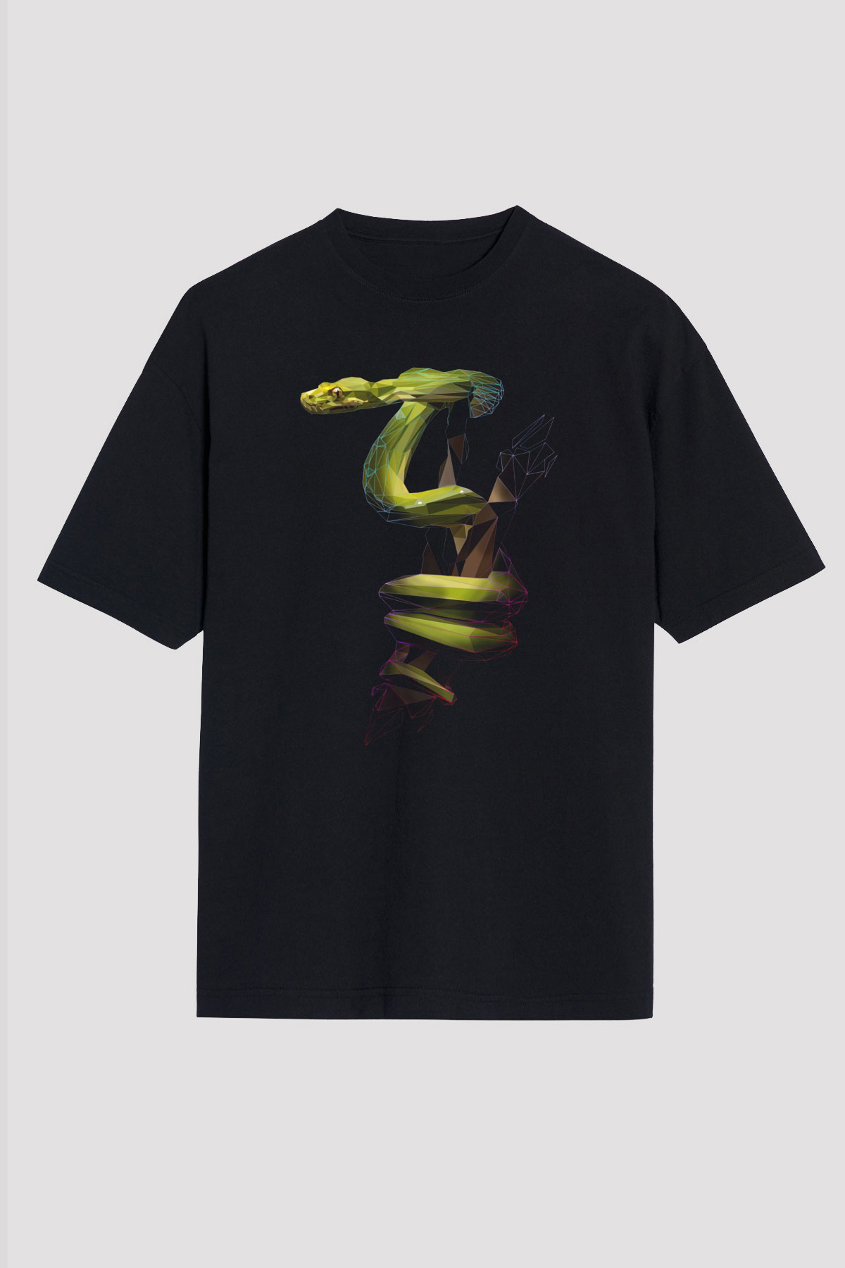Yılan Siyah Oversize Tişört Oversize T-shirt - TişörtFabrikası