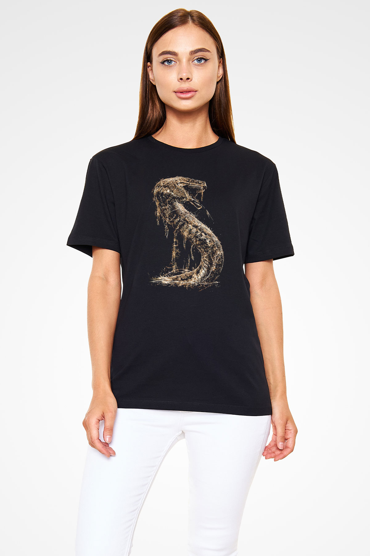 Yılan Siyah Unisex Tişört T-Shirt - TişörtFabrikası