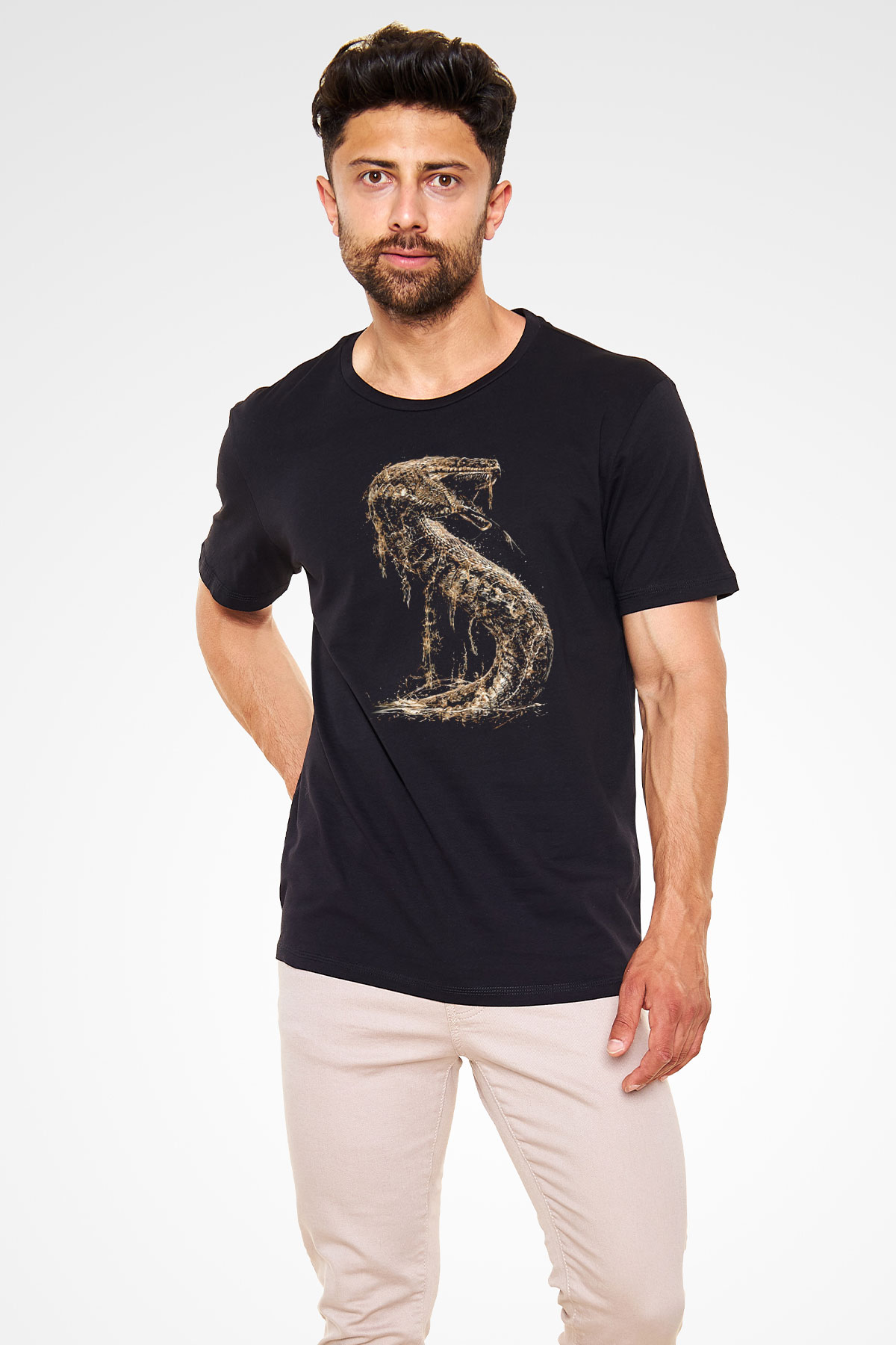 Yılan Siyah Unisex Tişört T-Shirt - TişörtFabrikası