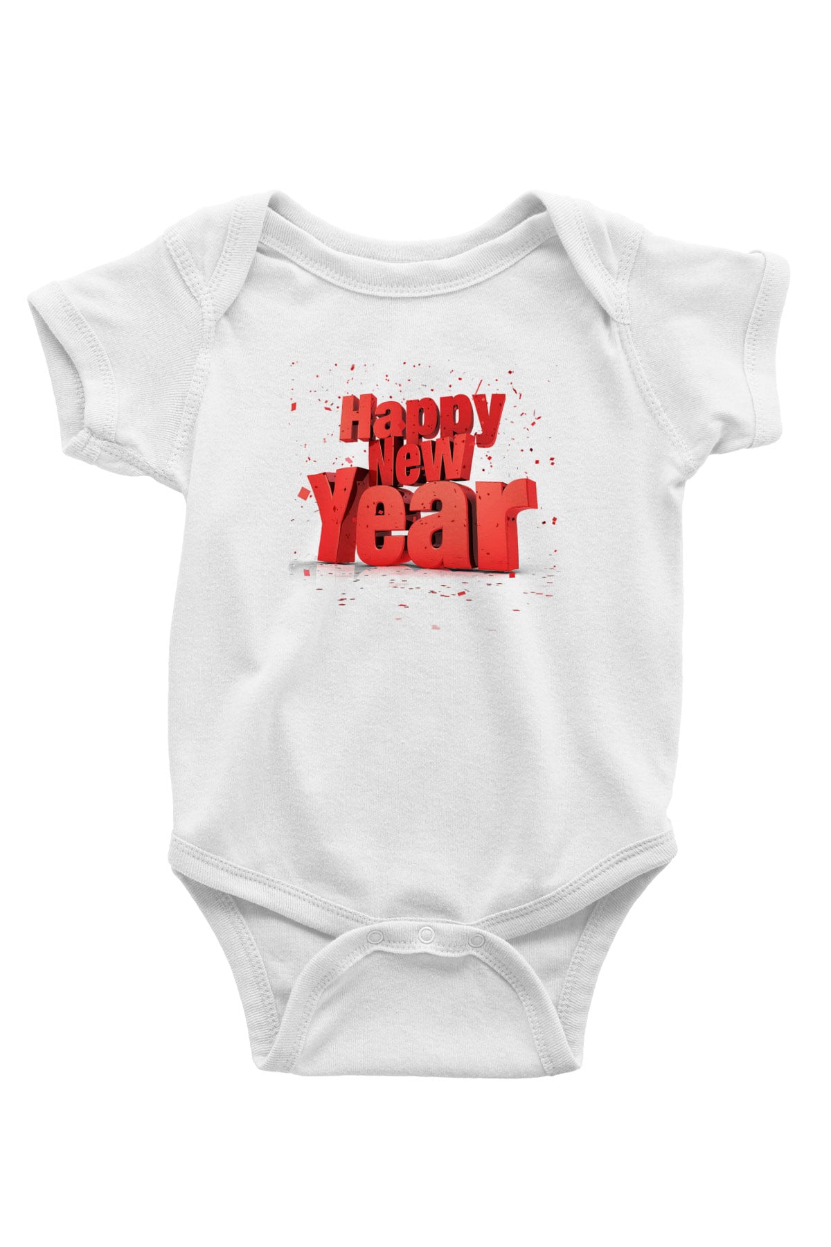 Yılbaşı Baskılı Beyaz Unisex Bebek Body - Zıbın