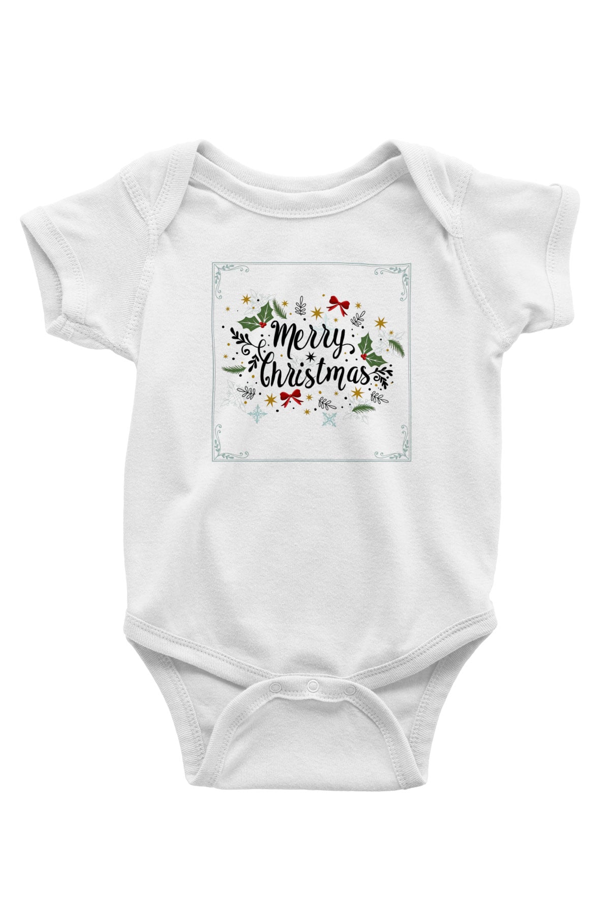 Yılbaşı Baskılı Beyaz Unisex Bebek Body - Zıbın