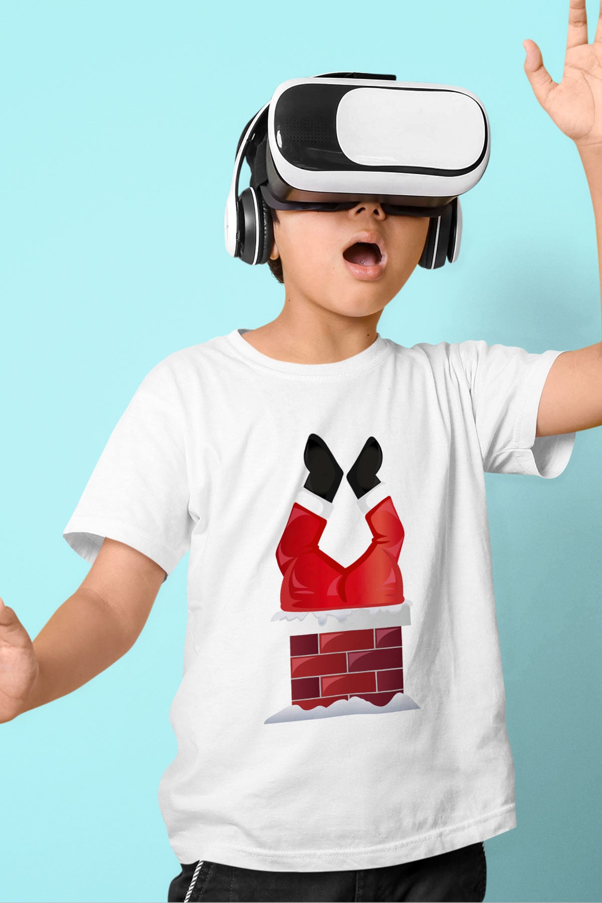 Yılbaşı Baskılı Beyaz Unisex Çocuk Tişört