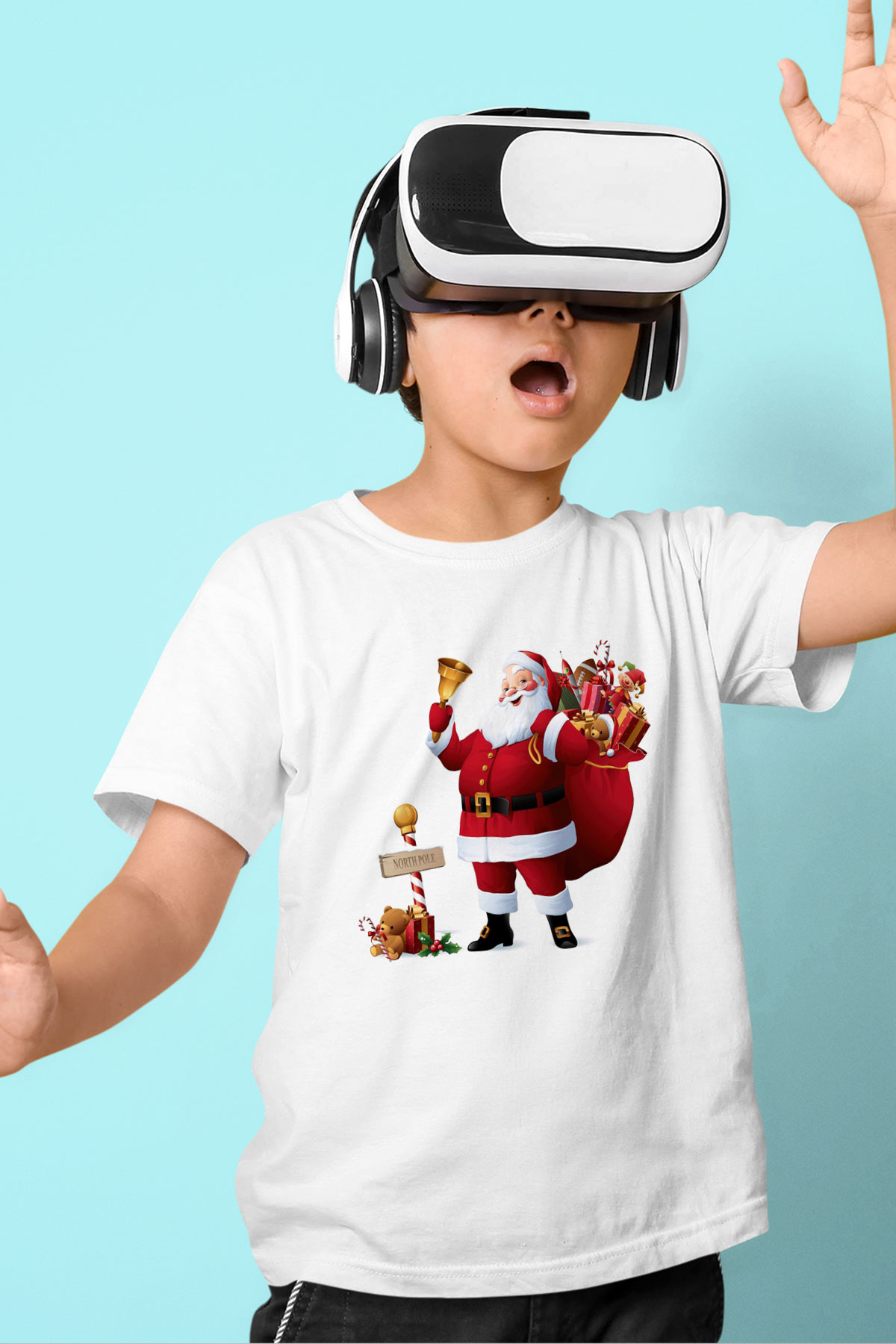 Yılbaşı Baskılı Beyaz Unisex Çocuk Tişört