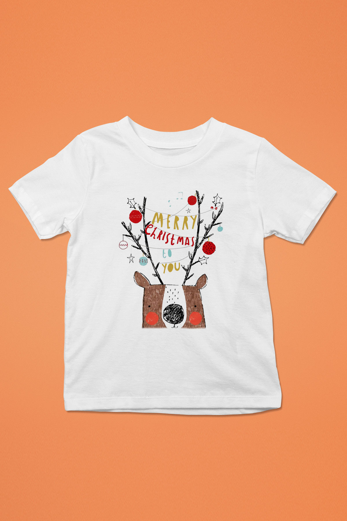 Yılbaşı Baskılı Beyaz Unisex Çocuk Tişört