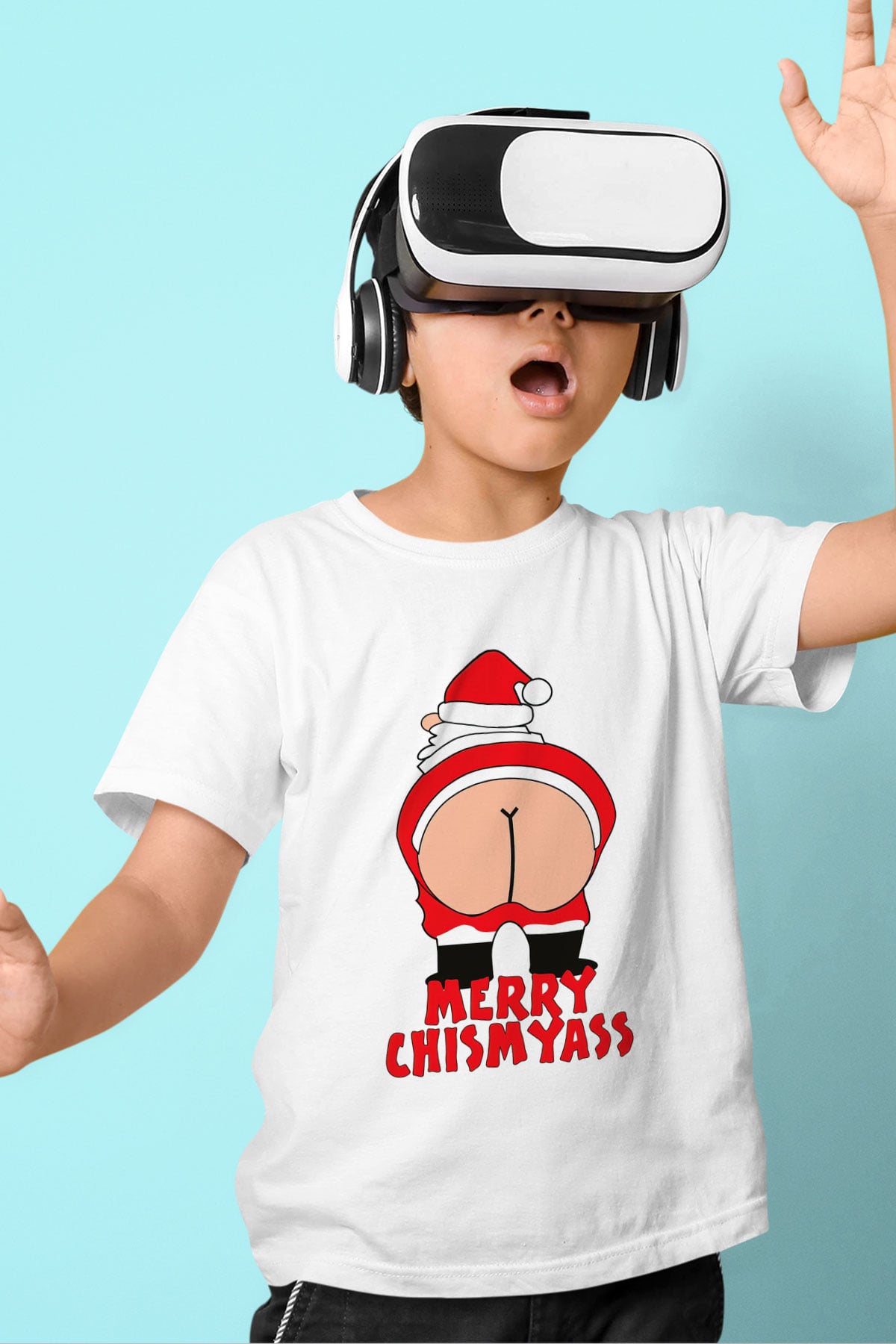 Yılbaşı Baskılı Beyaz Unisex Çocuk Tişört