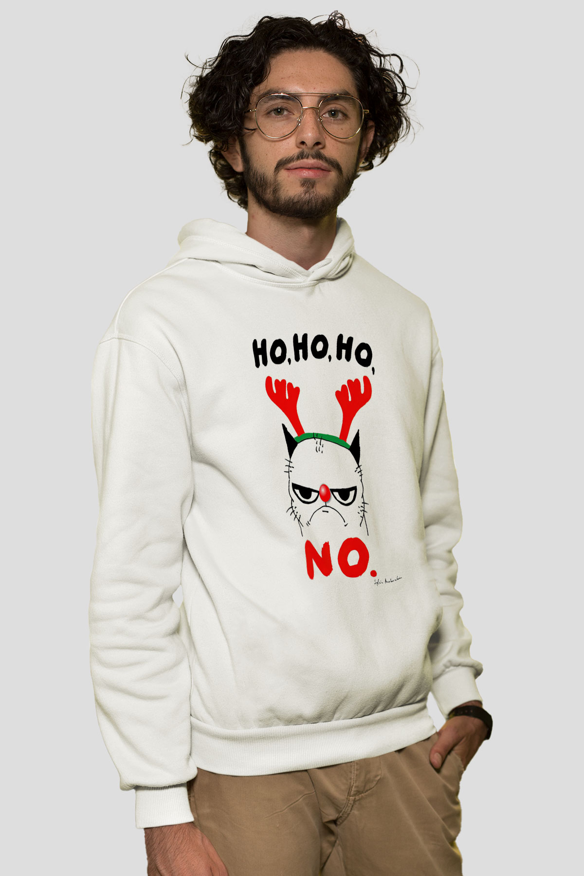 Yılbaşı Beyaz Unisex Hoodie