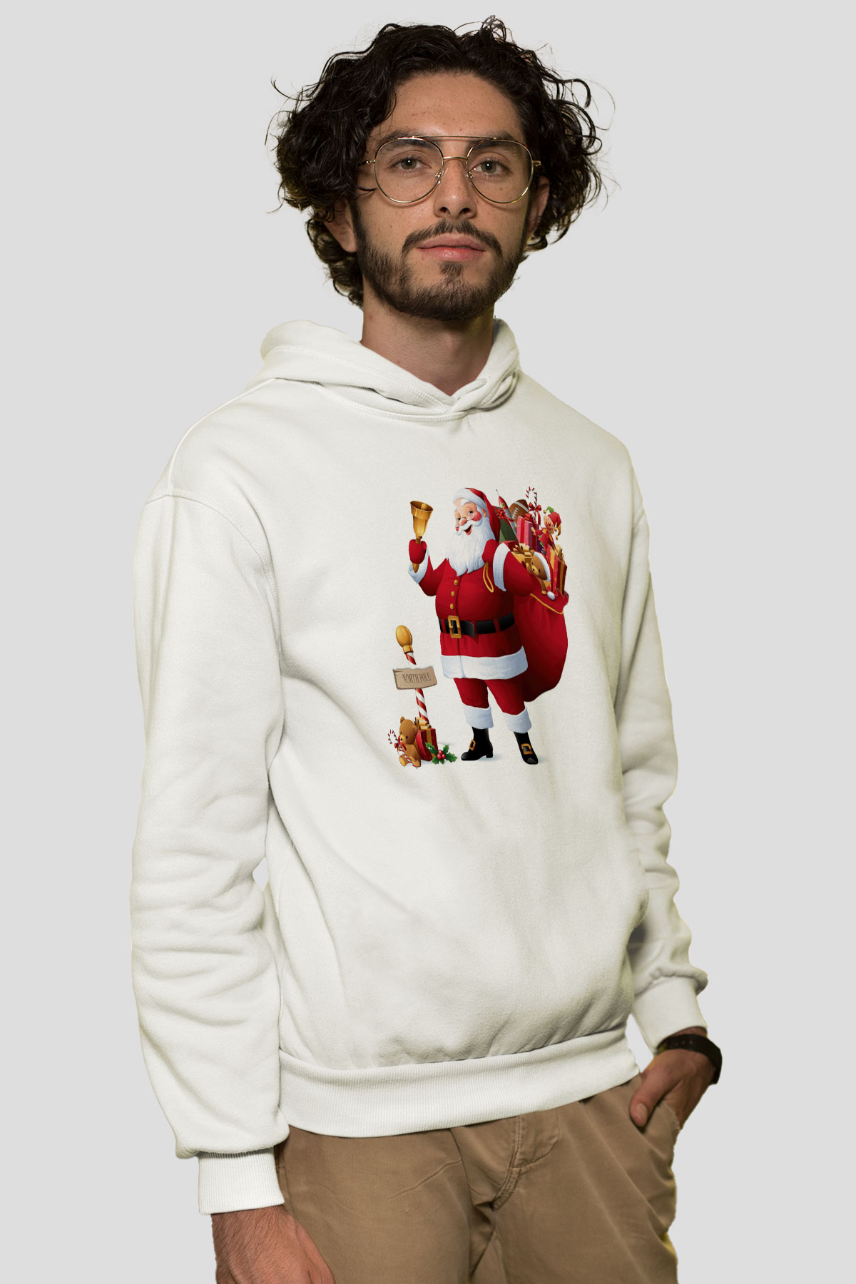Yılbaşı Beyaz Unisex Kapşonlu Sweatshirt