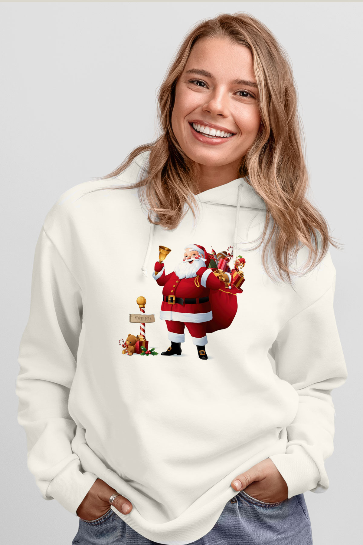 Yılbaşı Beyaz Unisex Kapşonlu Sweatshirt