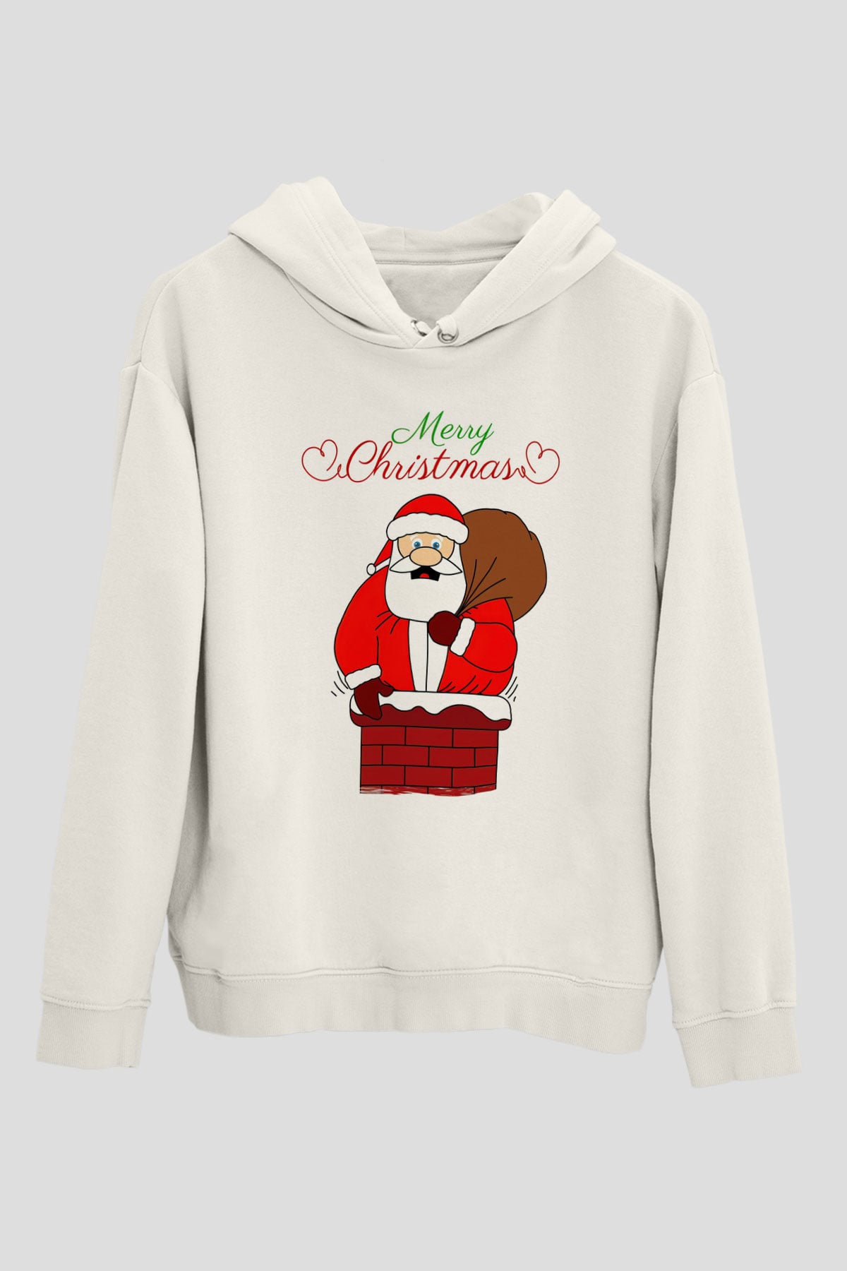 Yılbaşı Beyaz Unisex Kapüşonlu Sweatshirt