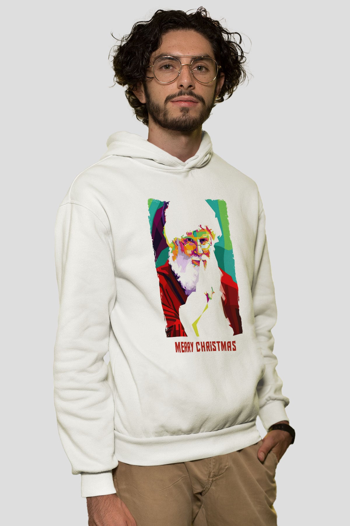 Yılbaşı Beyaz Unisex Kapüşonlu Sweatshirt