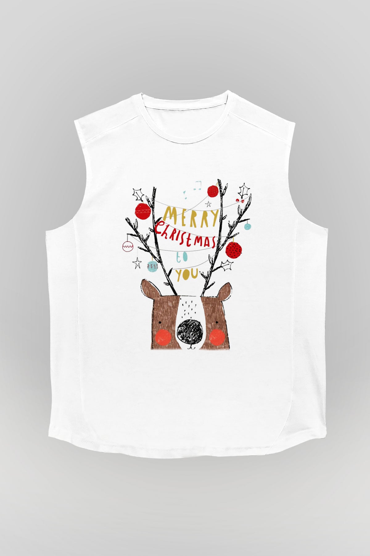 Yılbaşı Beyaz Unisex Kolsuz Tişört