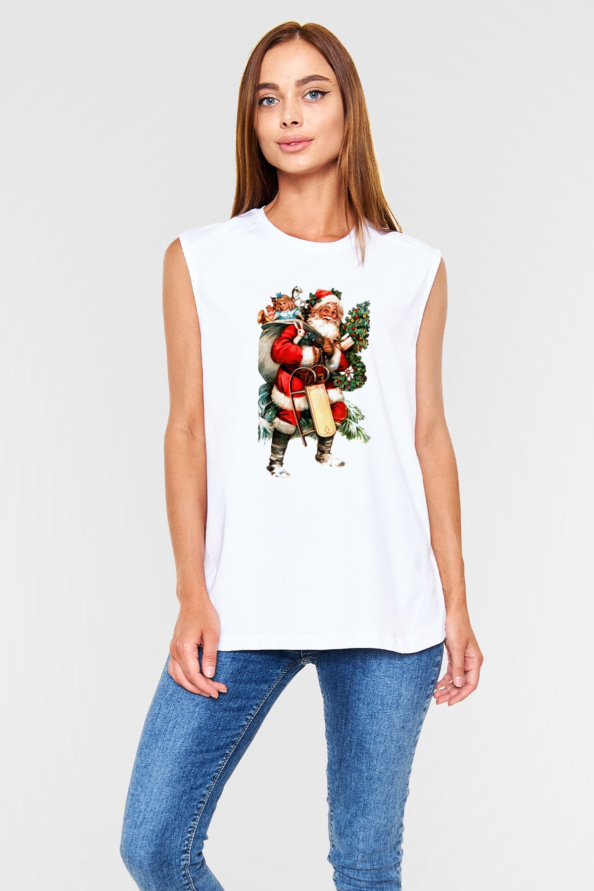 Yılbaşı Beyaz Unisex Kolsuz Tişört