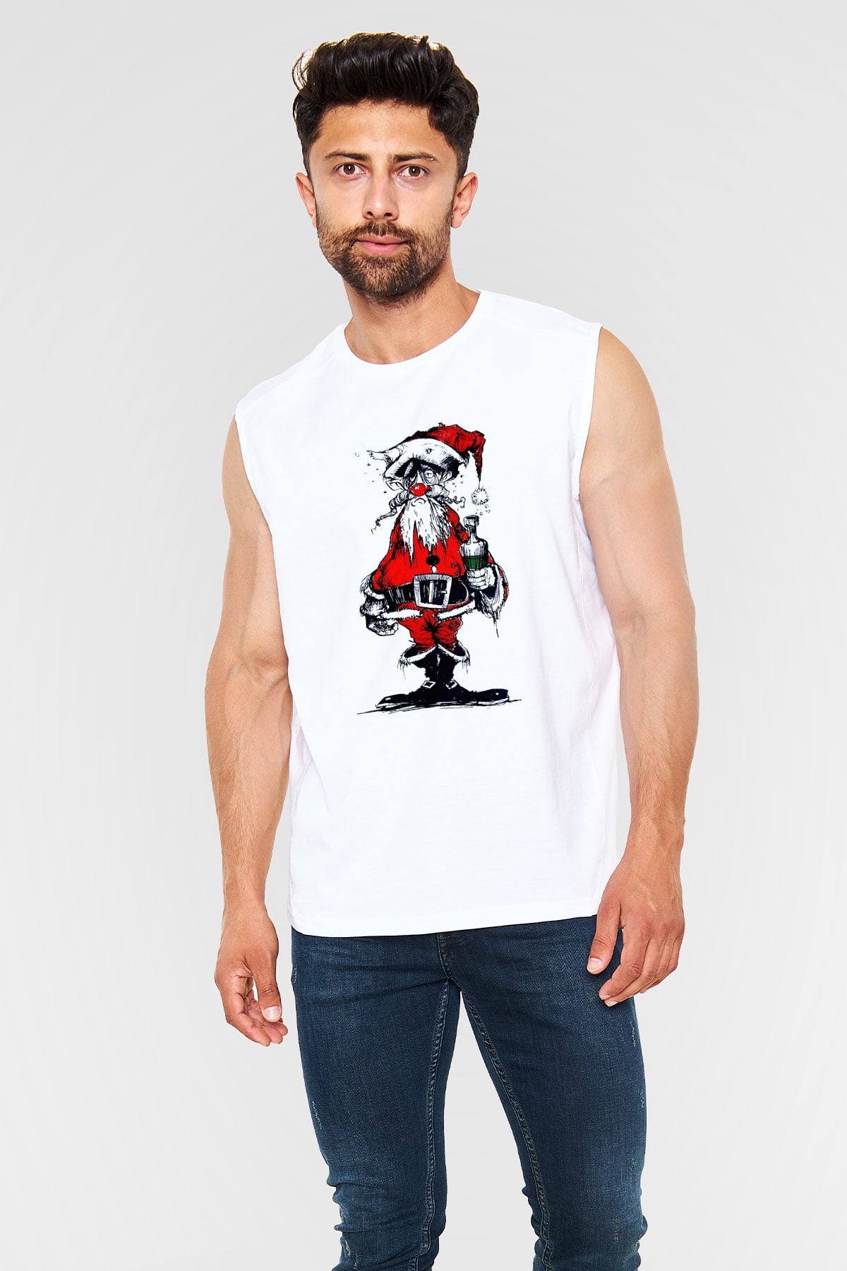 Yılbaşı Beyaz Unisex Kolsuz Tişört