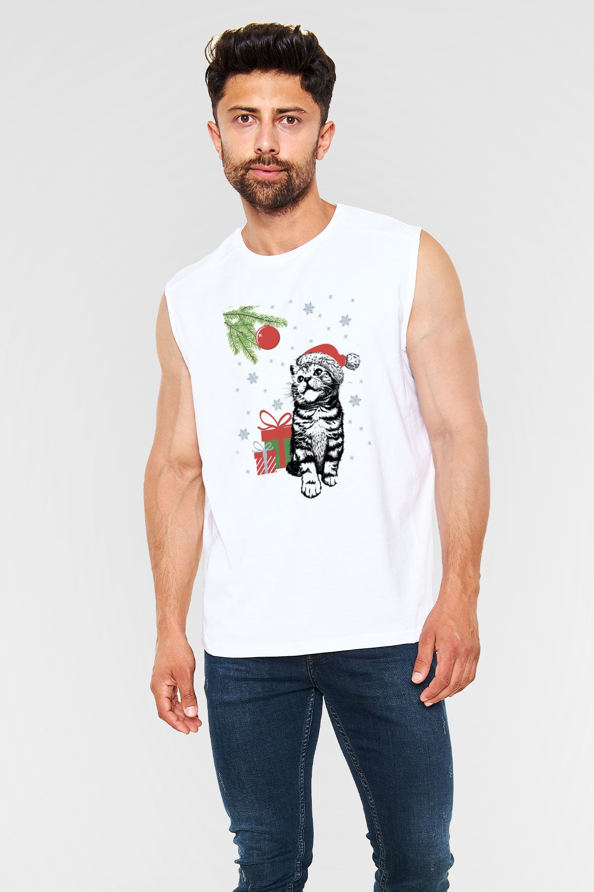 Yılbaşı Beyaz Unisex Kolsuz Tişört