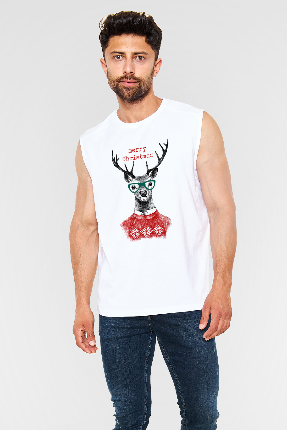 Yılbaşı Beyaz Unisex Kolsuz Tişört