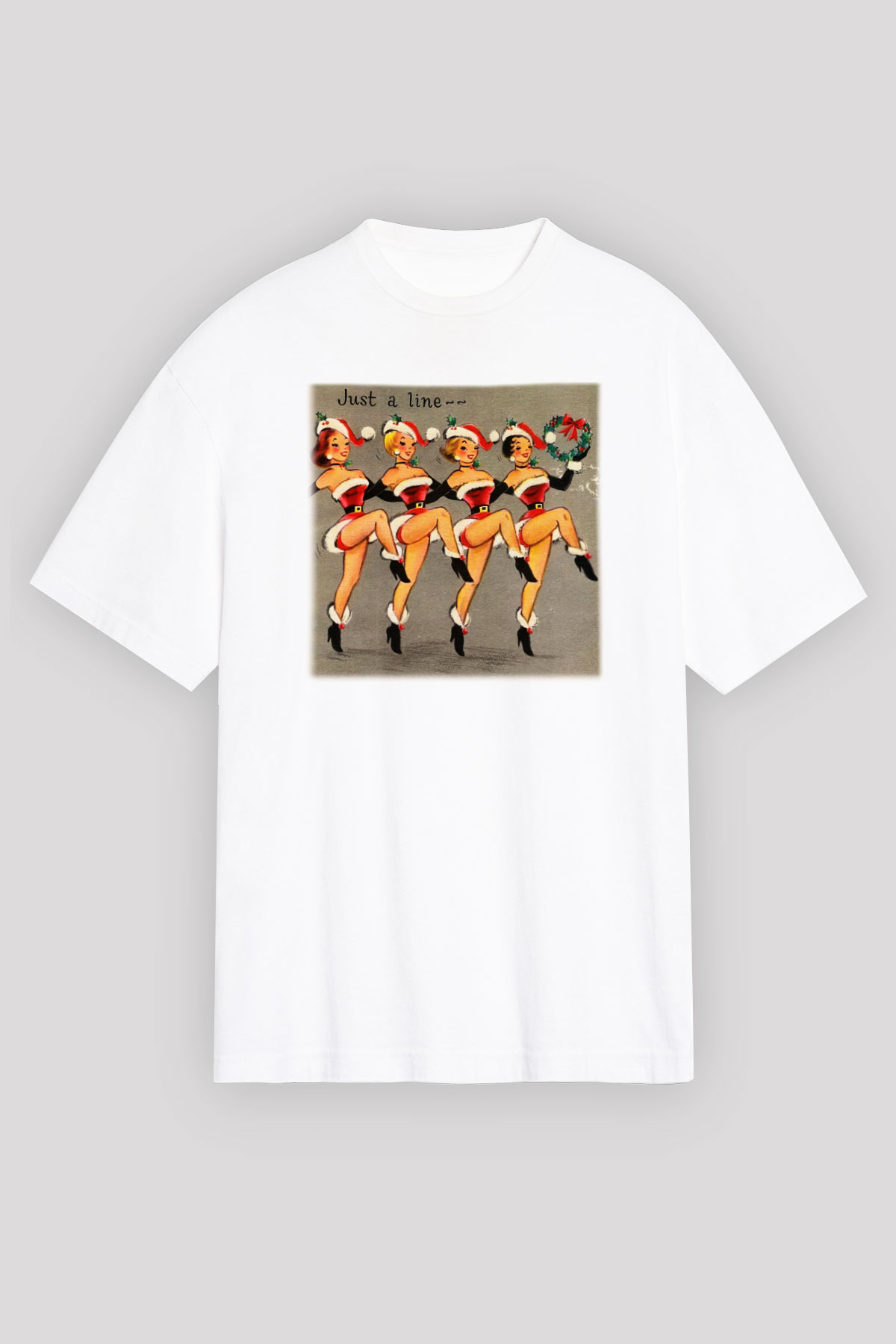 Yılbaşı Beyaz Unisex Oversize Tişört T-Shirt