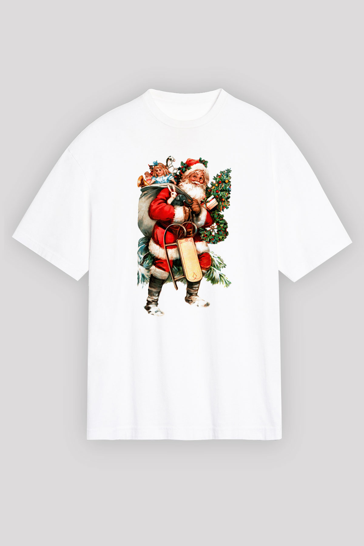 Yılbaşı Beyaz Unisex Oversize Tişört T-Shirt