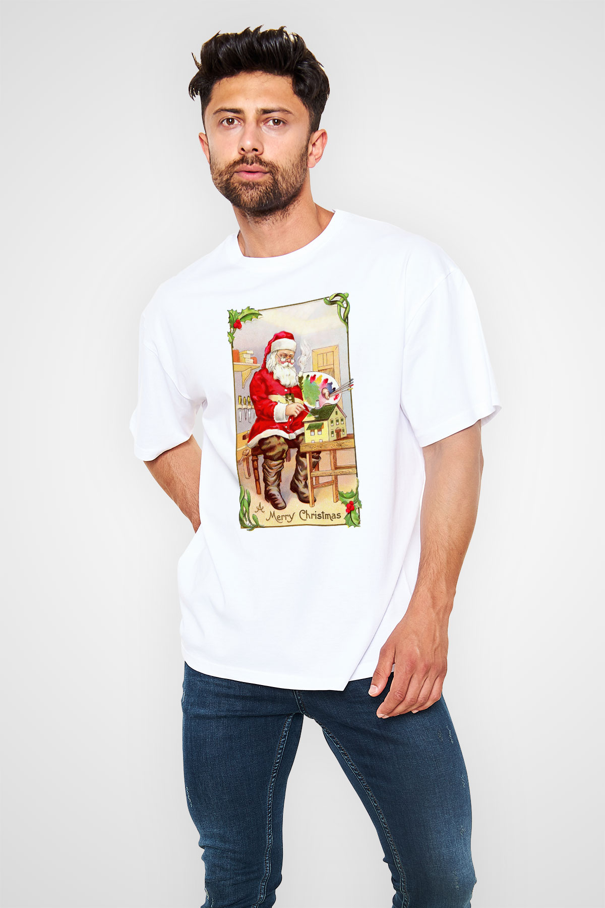 Yılbaşı Beyaz Unisex Oversize Tişört T-Shirt