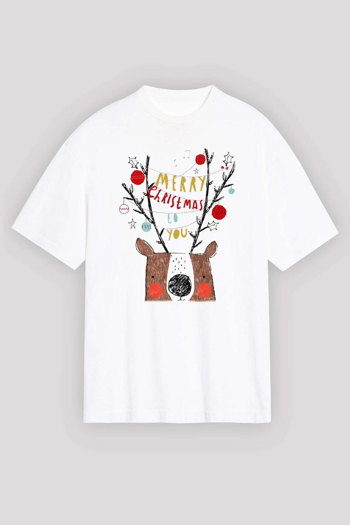 Yılbaşı Beyaz Unisex Oversize Tişört T-Shirt