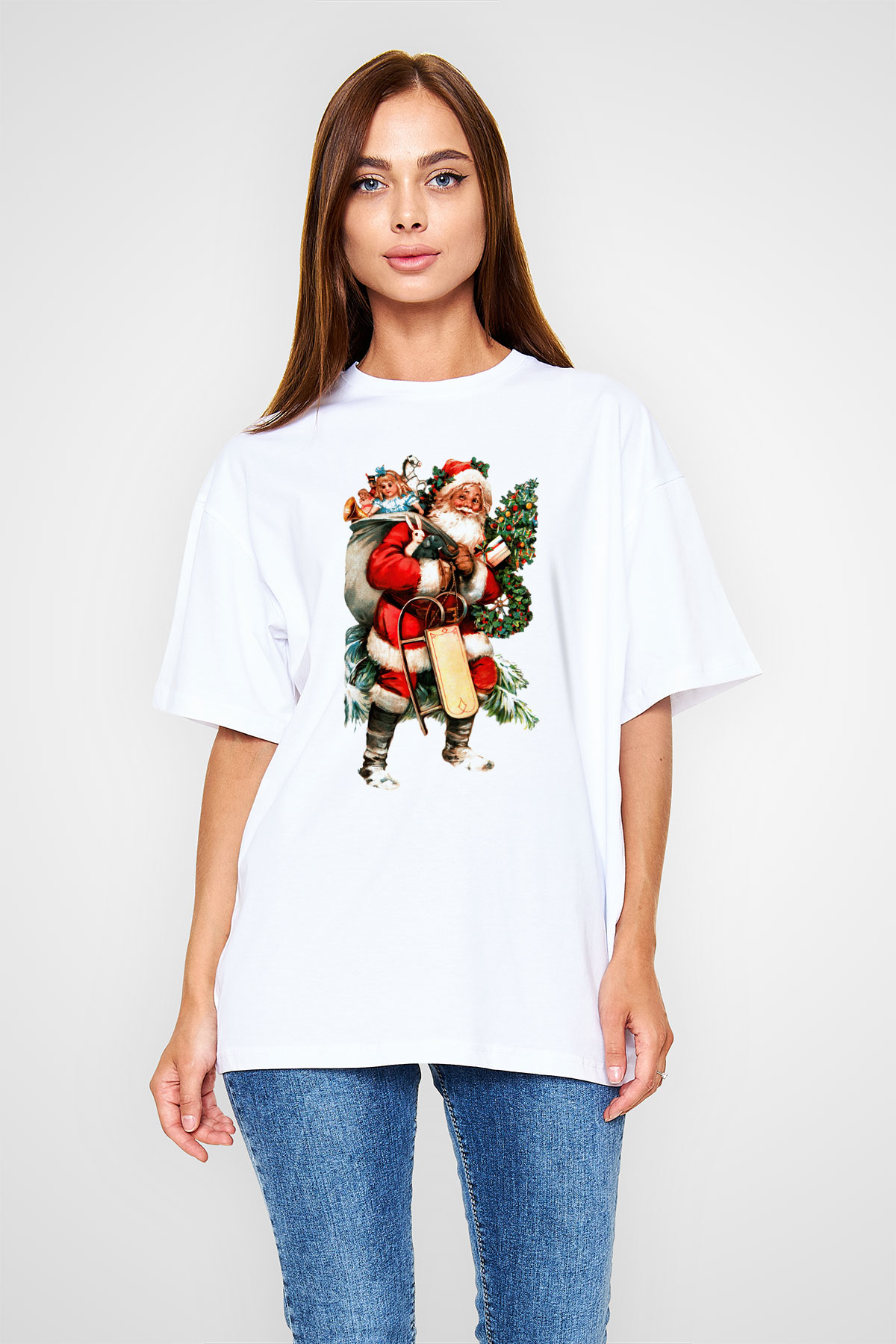 Yılbaşı Beyaz Unisex Oversize Tişört T-Shirt