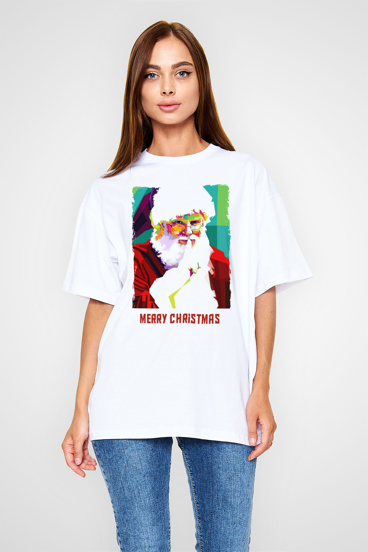 Yılbaşı Beyaz Oversize Tişört Oversize T-shirt - TişörtFabrikası