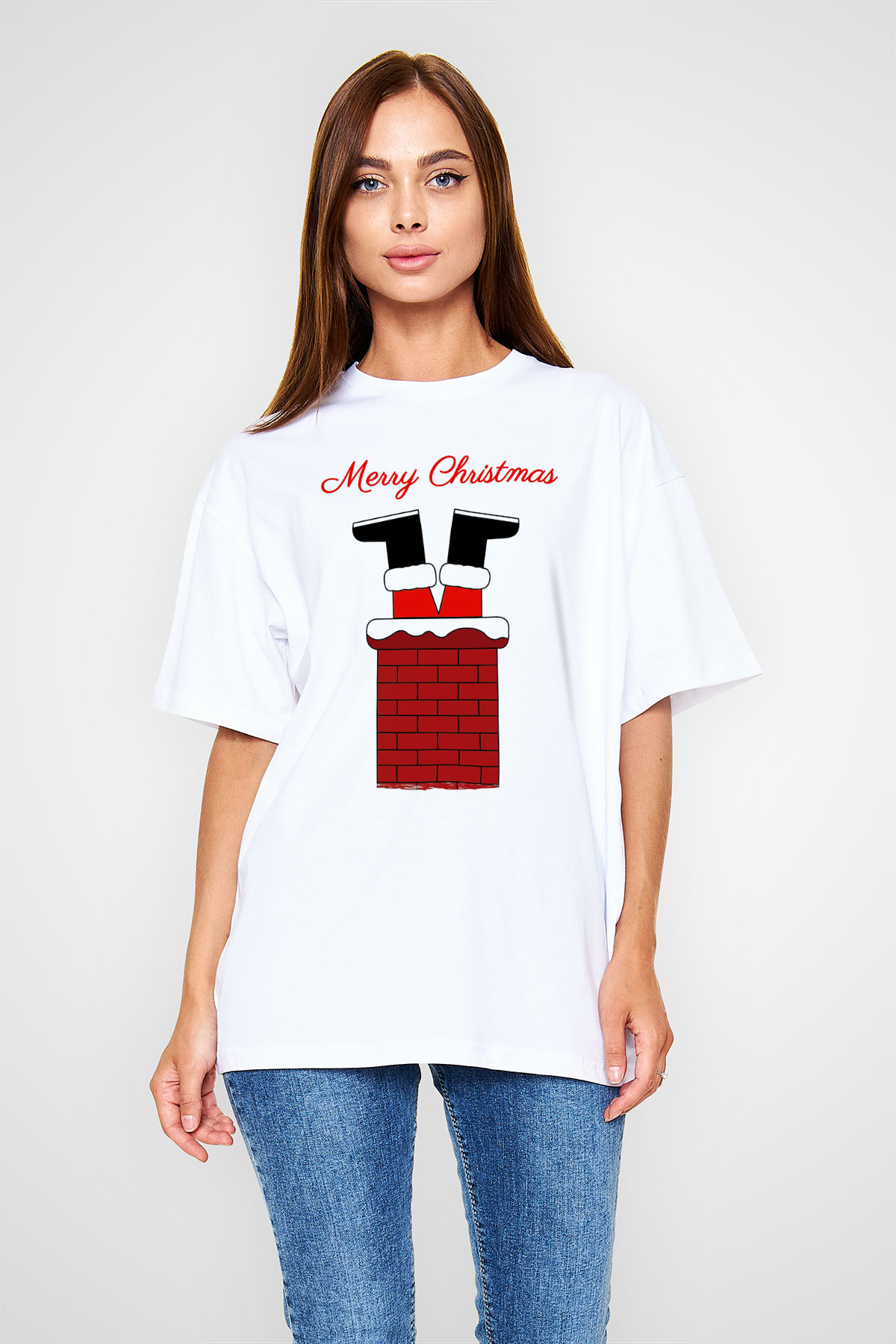 Yılbaşı Beyaz Oversize Tişört Oversize T-shirt - TişörtFabrikası