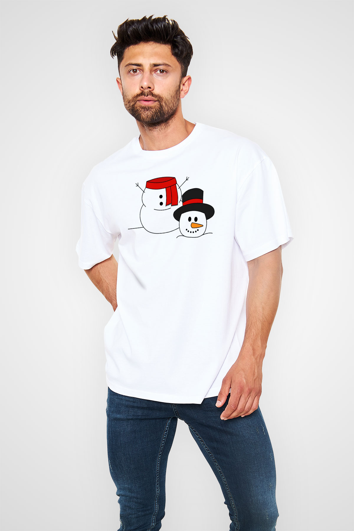 Yılbaşı Beyaz Oversize Tişört Oversize T-shirt - TişörtFabrikası