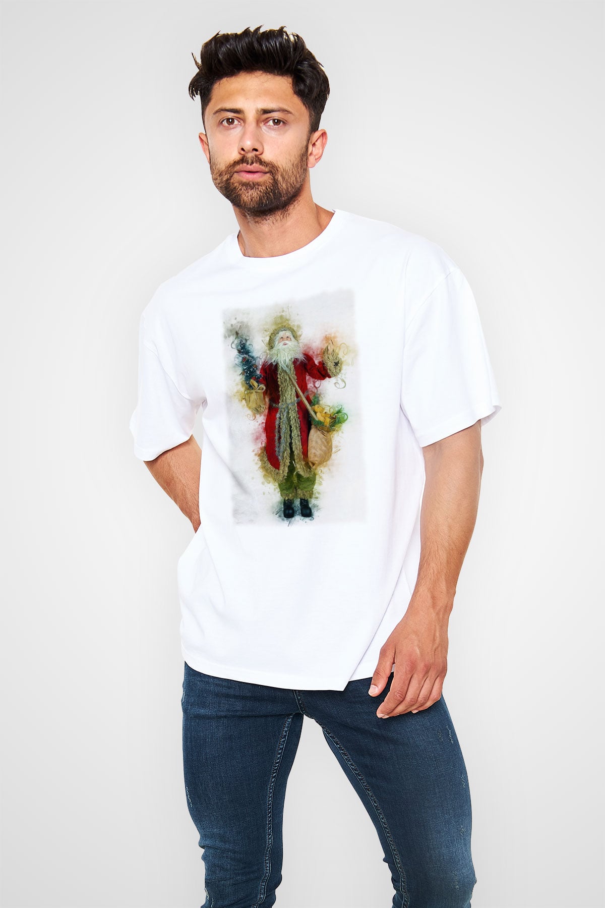 Yılbaşı Beyaz Oversize Tişört Oversize T-shirt - TişörtFabrikası