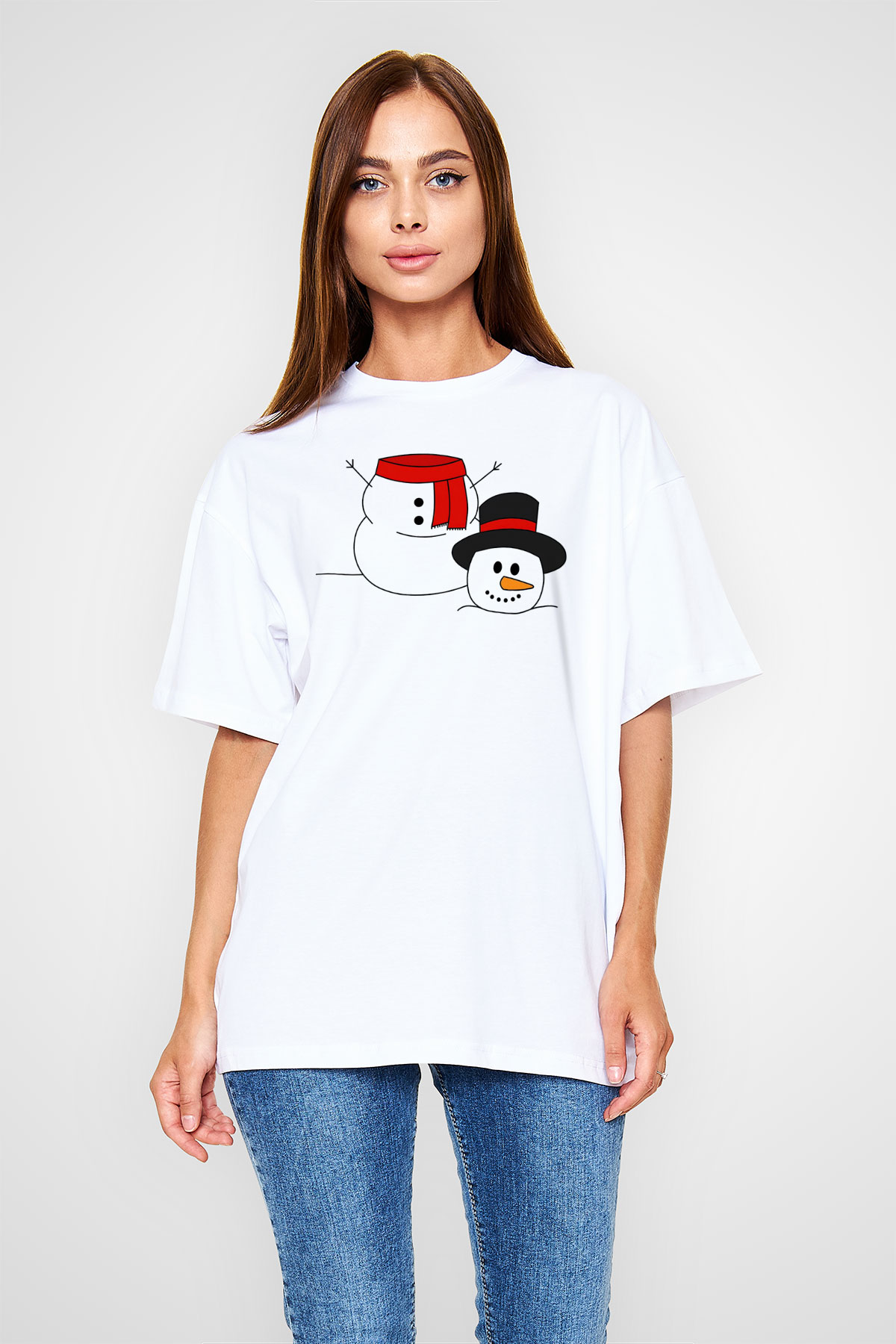 Yılbaşı Beyaz Oversize Tişört Oversize T-shirt - TişörtFabrikası