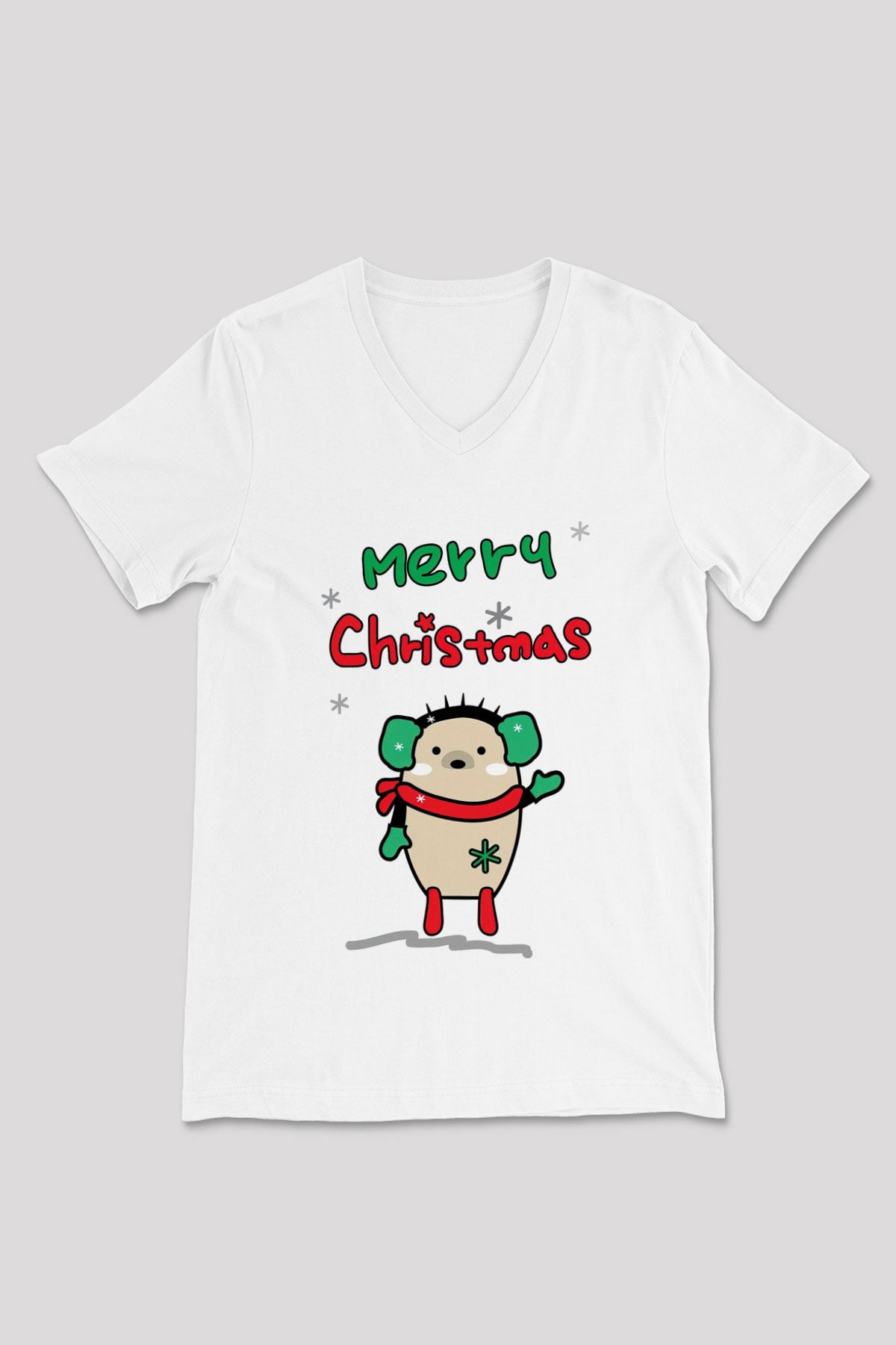 Yılbaşı Beyaz Unisex V Yaka Tişört