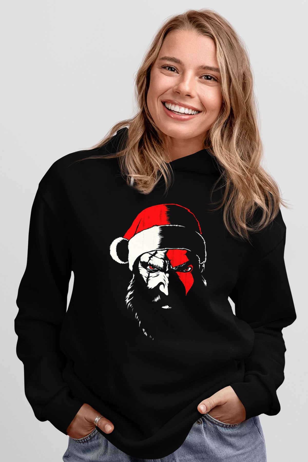 Yılbaşı Siyah Unisex Kapüşonlu Sweatshirt