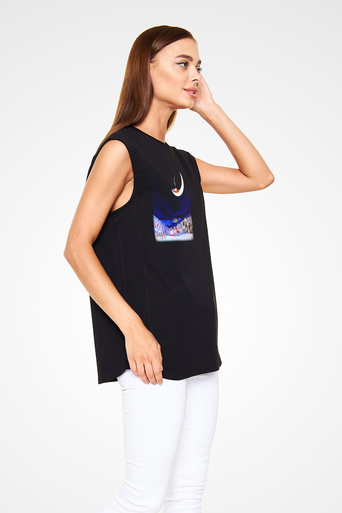 Yılbaşı Siyah Unisex Kolsuz Tişört