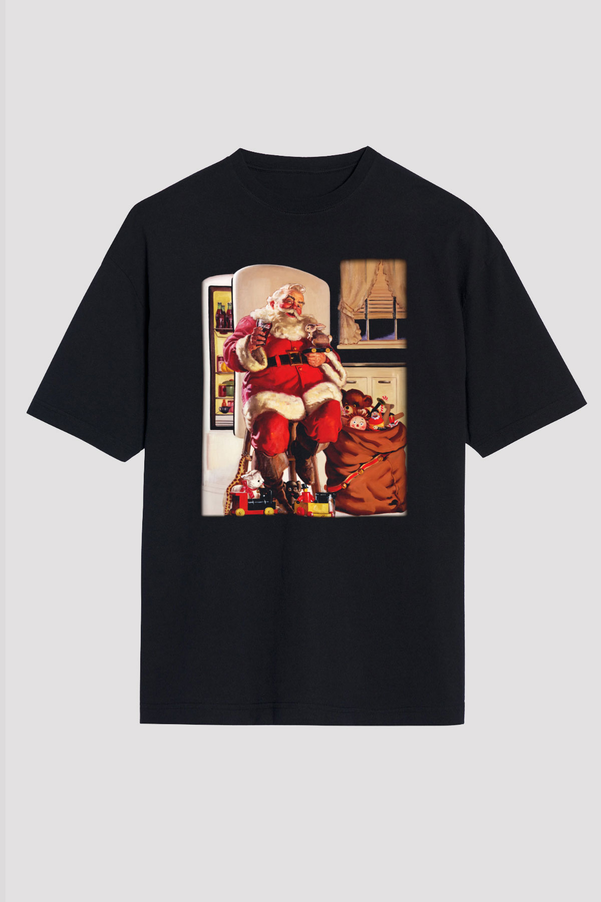 Yılbaşı Siyah Unisex Oversize Tişört T-Shirt