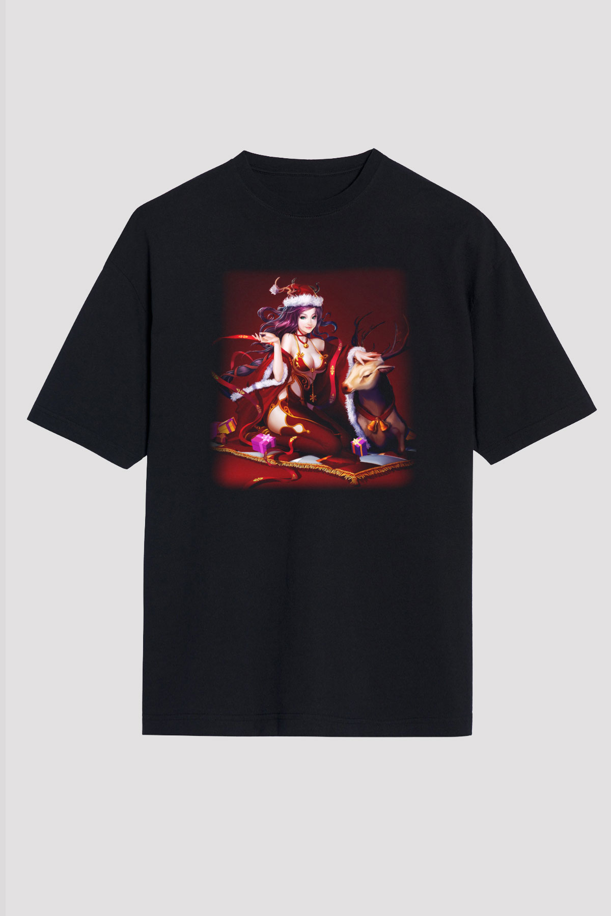 Yılbaşı Siyah Unisex Oversize Tişört T-Shirt