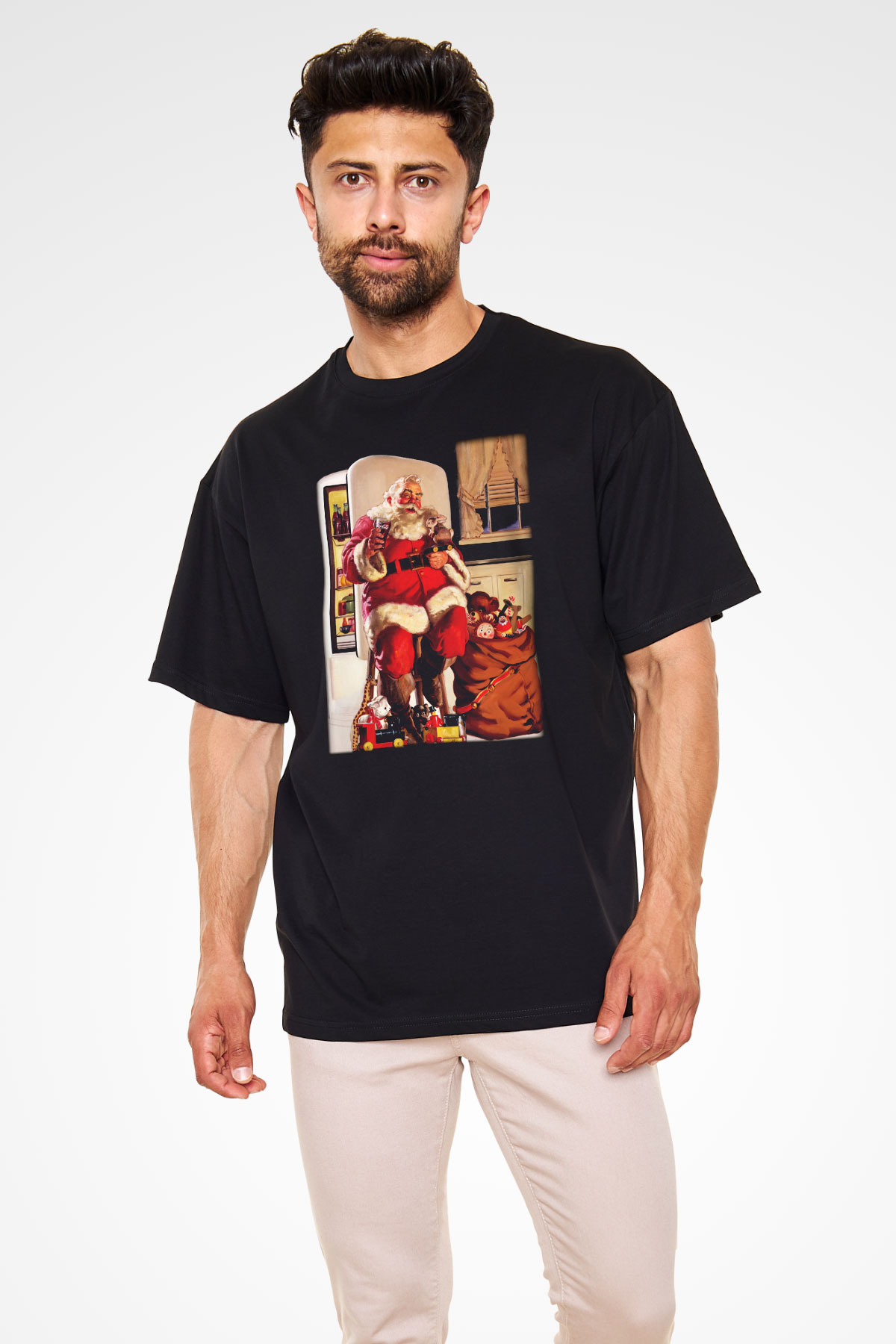 Yılbaşı Siyah Unisex Oversize Tişört T-Shirt